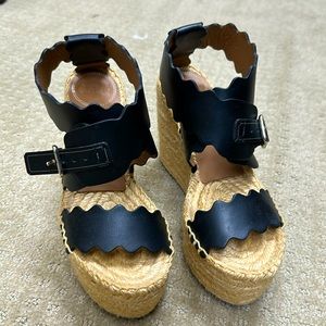 Chloe black leather espadrilles, size 35